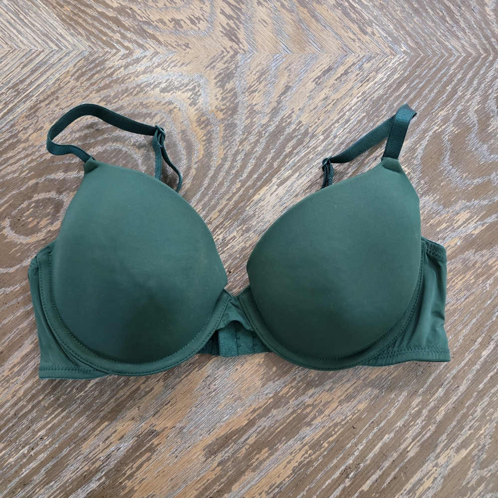 Auden Everyday T-Shirt Bra 32C Green Underwire Lightly Worn - Picture 1 of 4